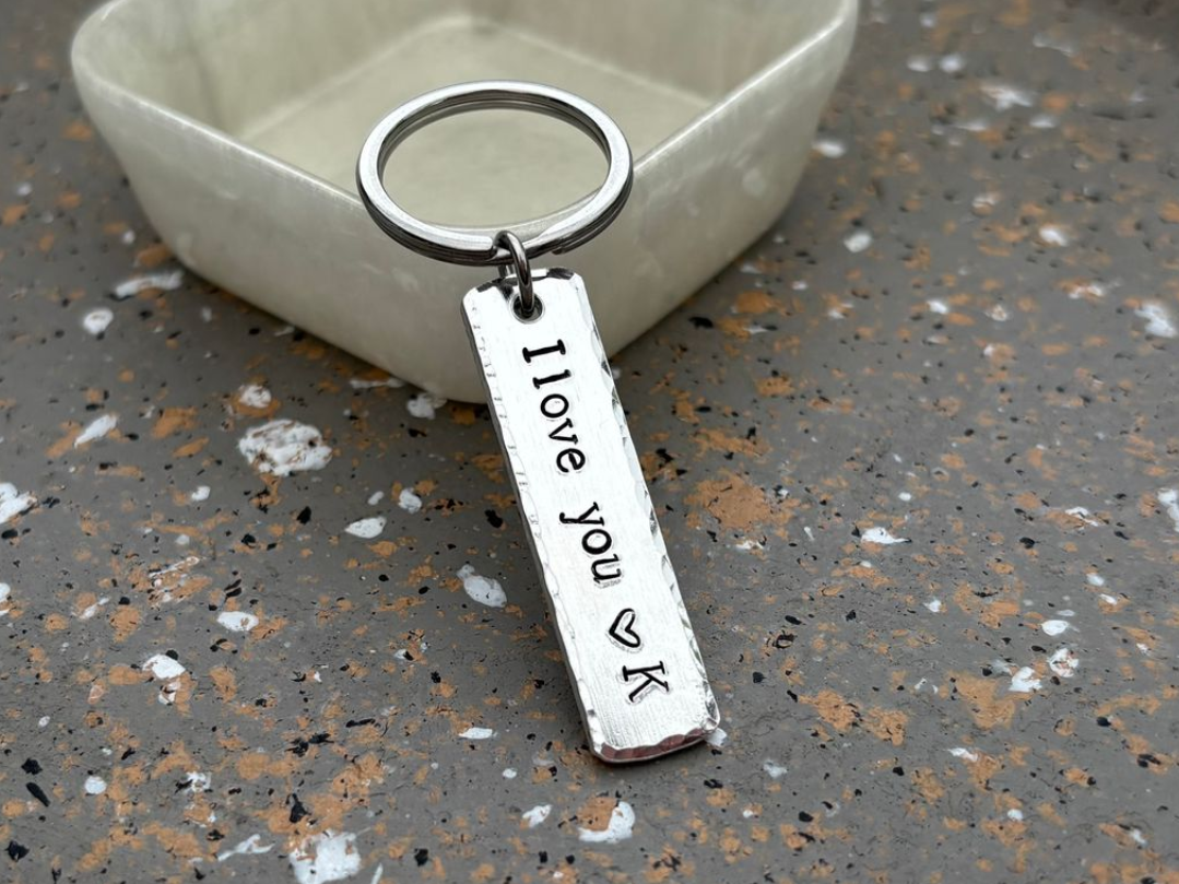 I Love You Keychain With Initial