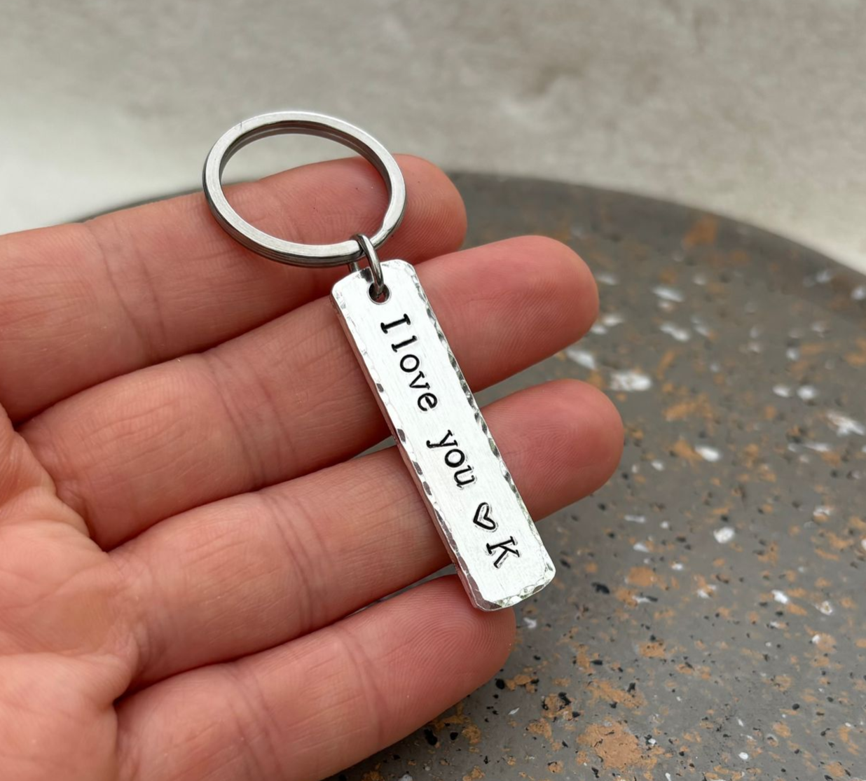 I Love You Keychain With Initial