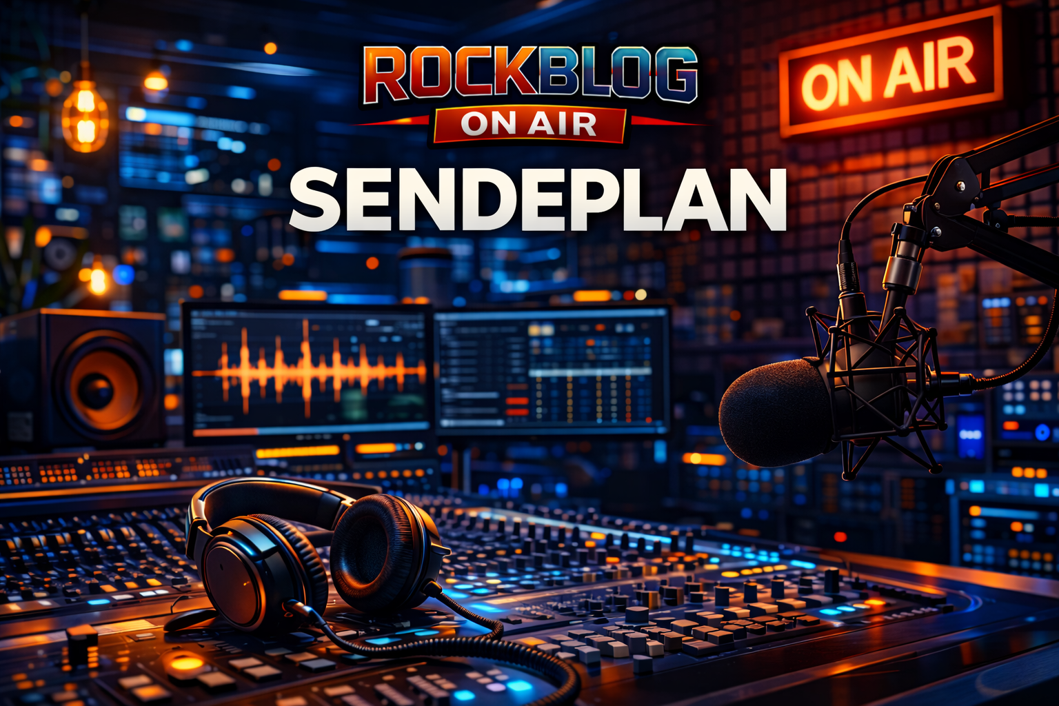 Studiobild mit Sendeplan