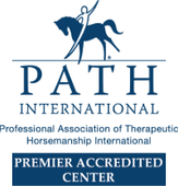 Logo for PATH International featuring a stylized horse and rider, with the text