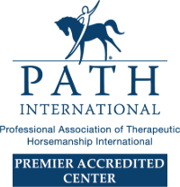 Logo for PATH International featuring a stylized horse and rider, with the text