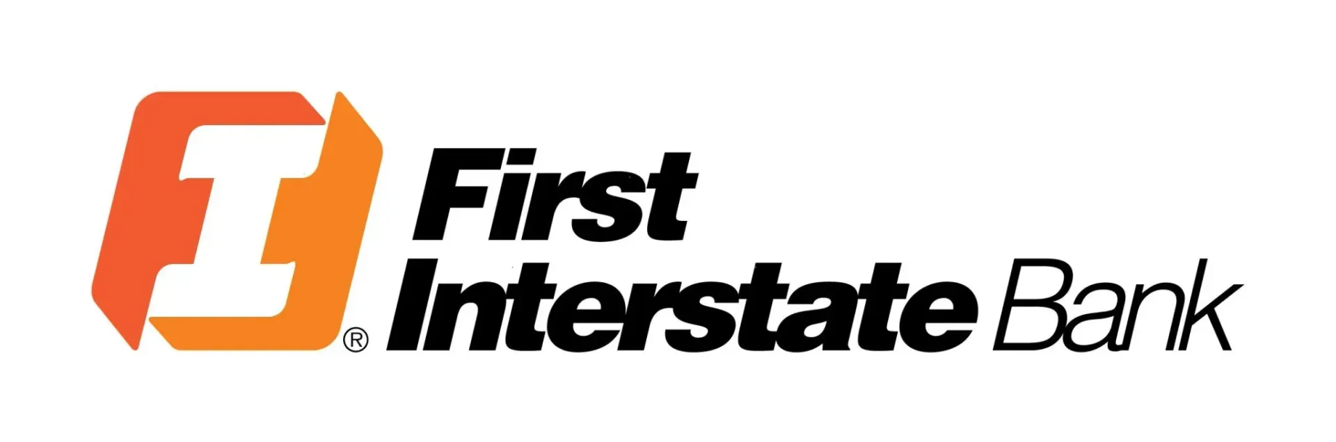 Logo for First Interstate Bank, featuring an orange 