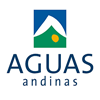 El logotipo de Aguas Andina es un logotipo azul y verde con una montaña en el medio.