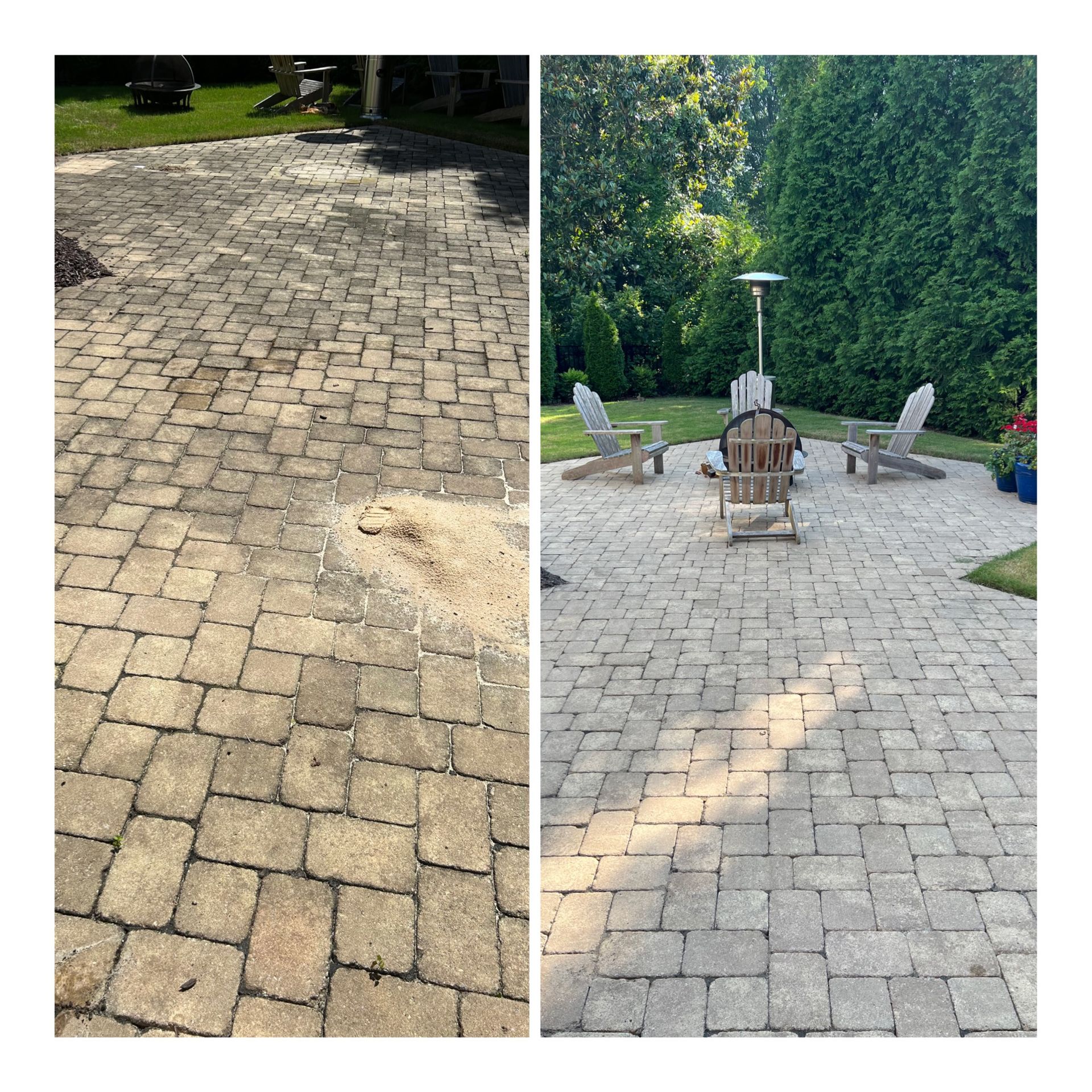 A set of brick stairs with a metal railing