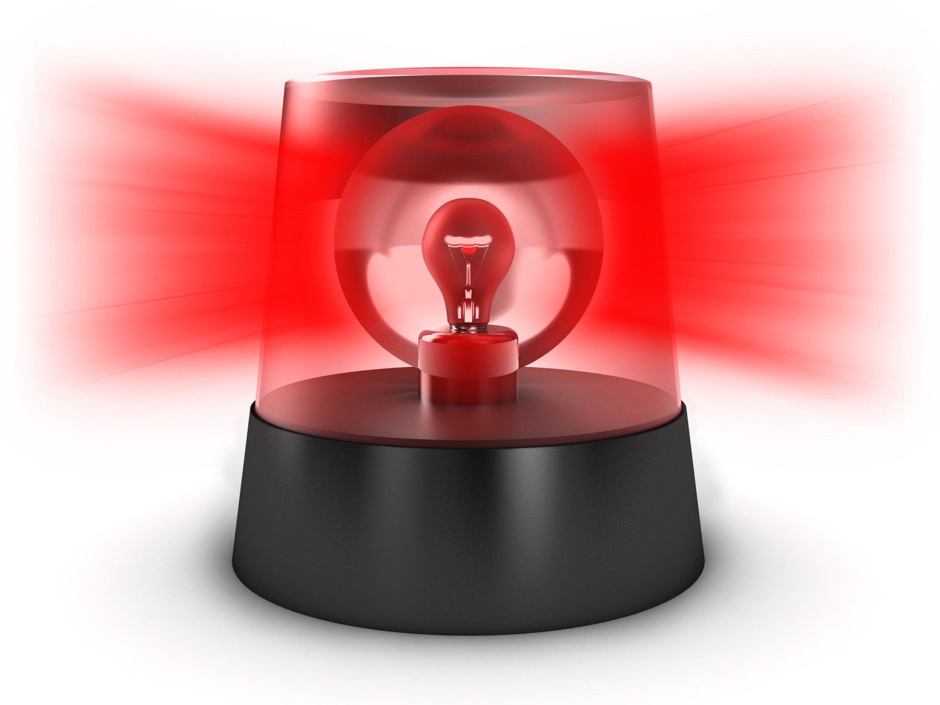 A red light with a light bulb inside of it