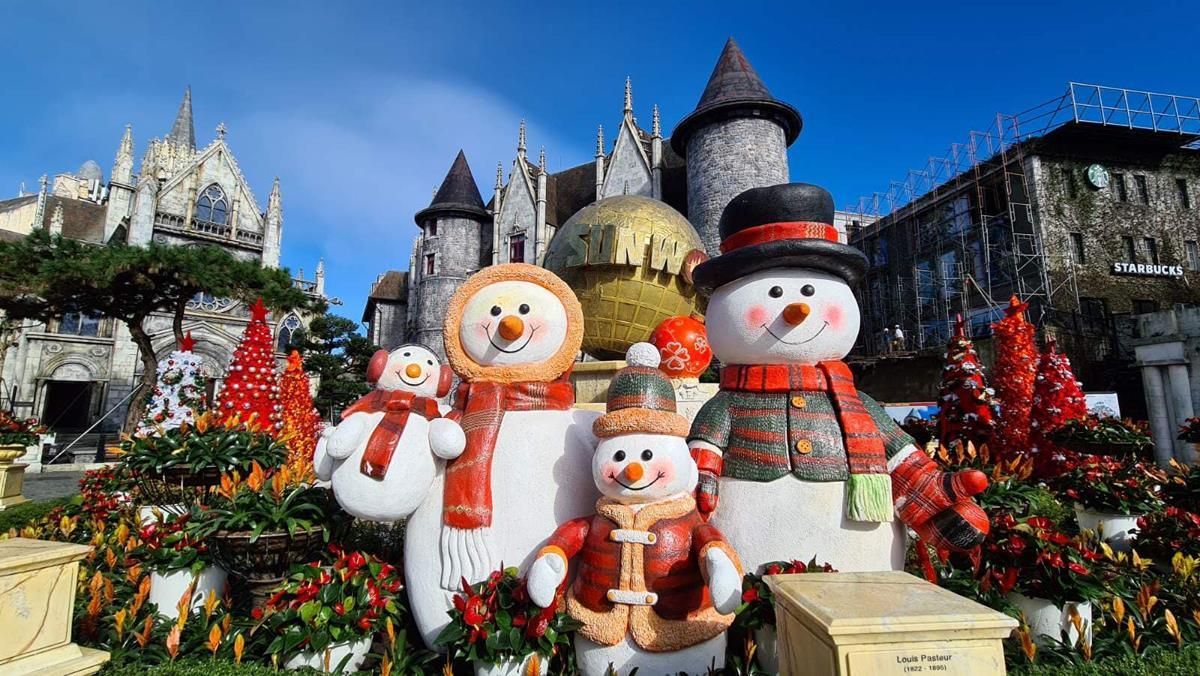 Christmas celebration with lights and snow parade at Ba Na Hills, Da Nang