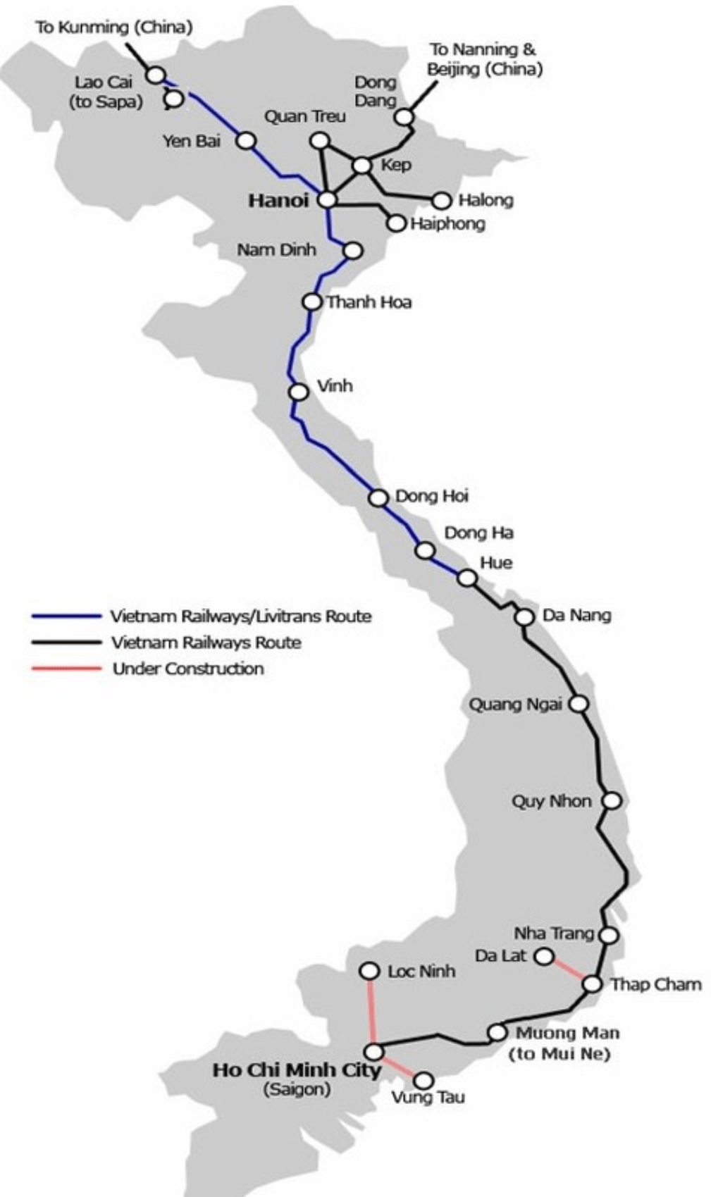 A map of vietnam with a blue line going through it