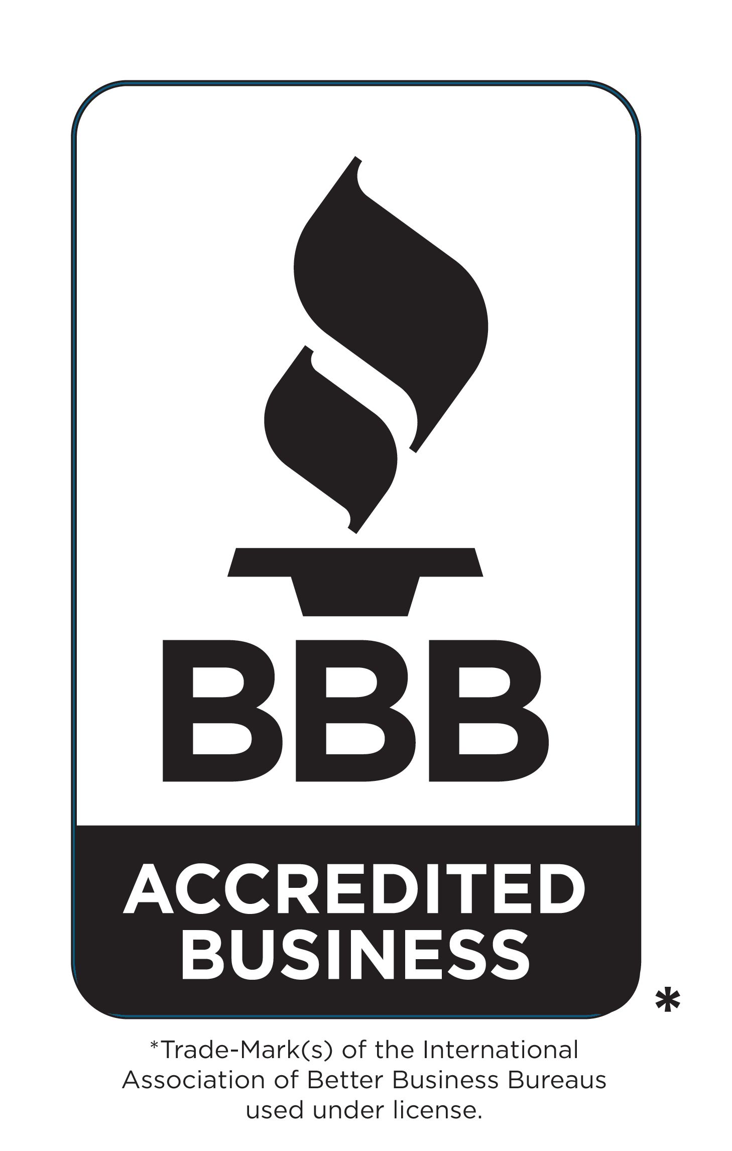A black and white logo for bbb accredited business