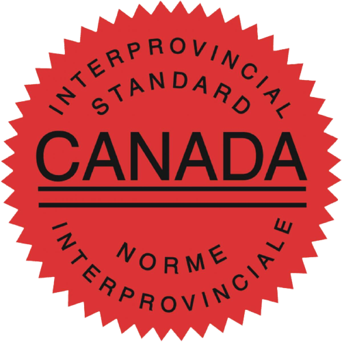 A red stamp that says interprovincial standard canada