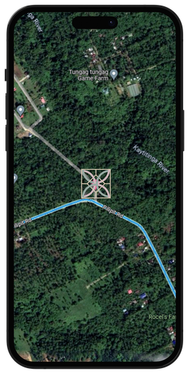 An aerial view of a house with a pool on a cell phone.