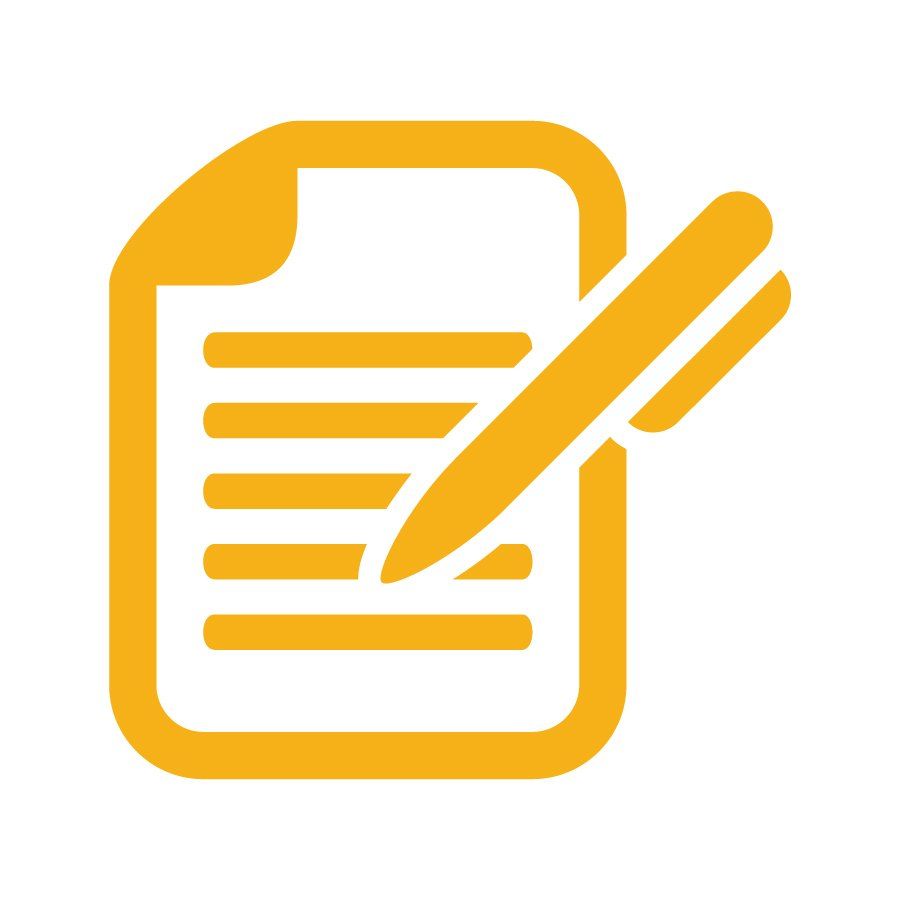 icon of a report with a pen
