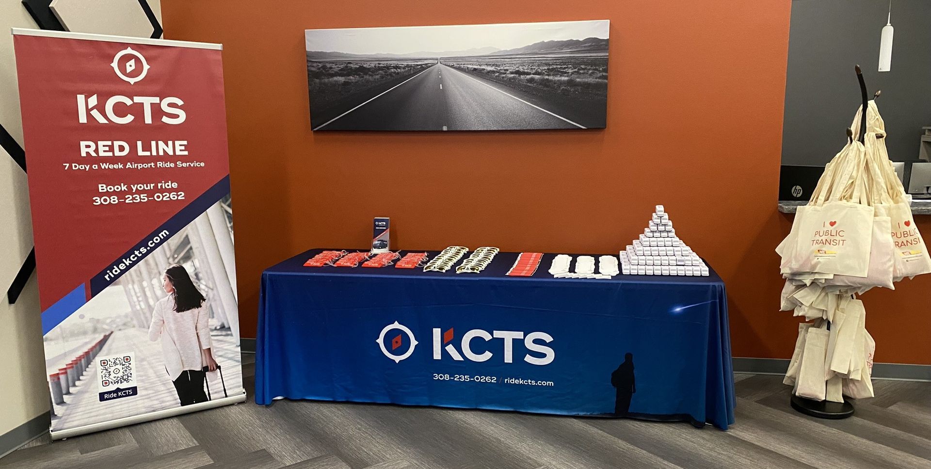 Photo of KCTS Open House promotional item giveaways