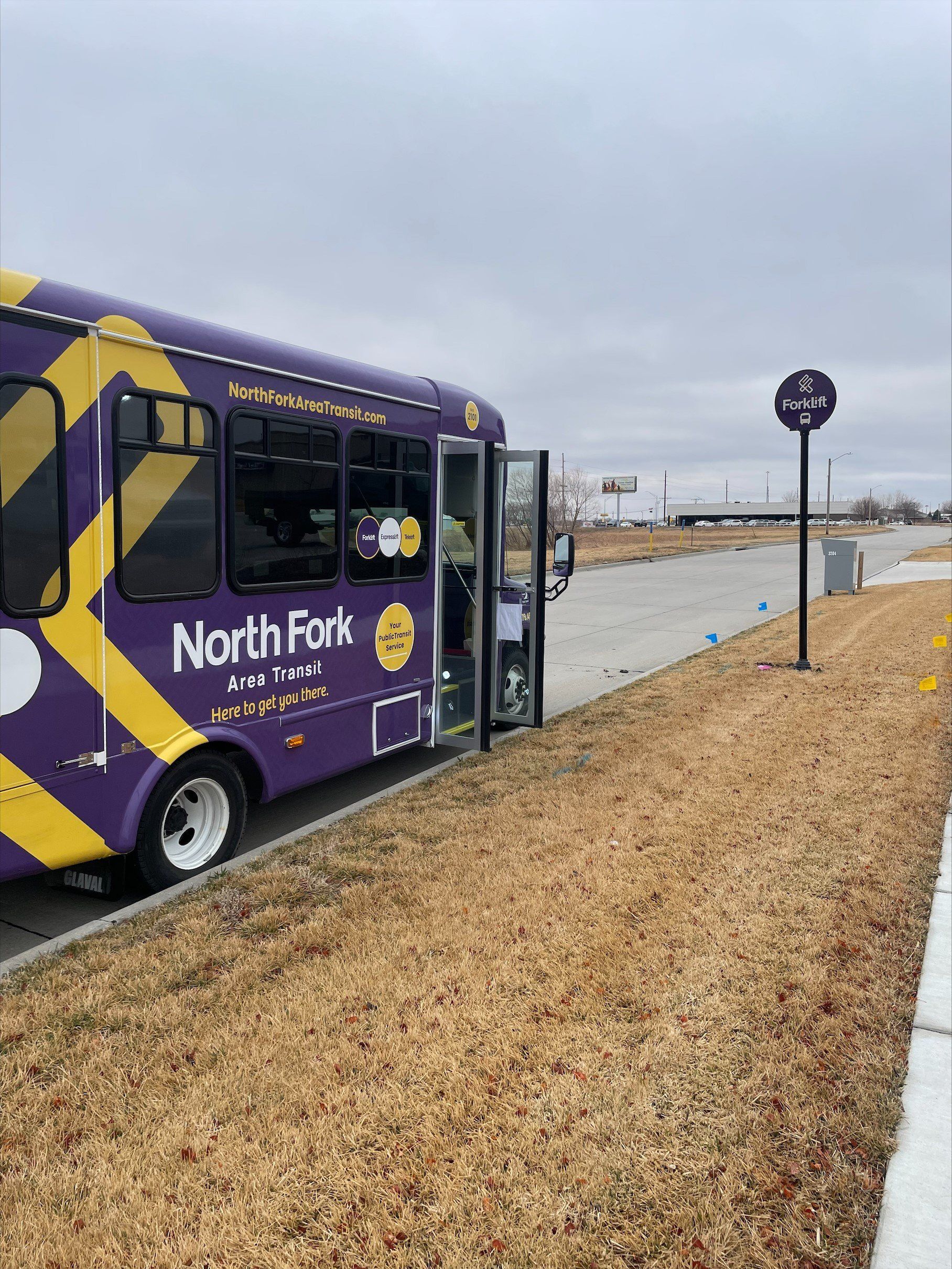photo of a North Fork Area Transit bus at a stop