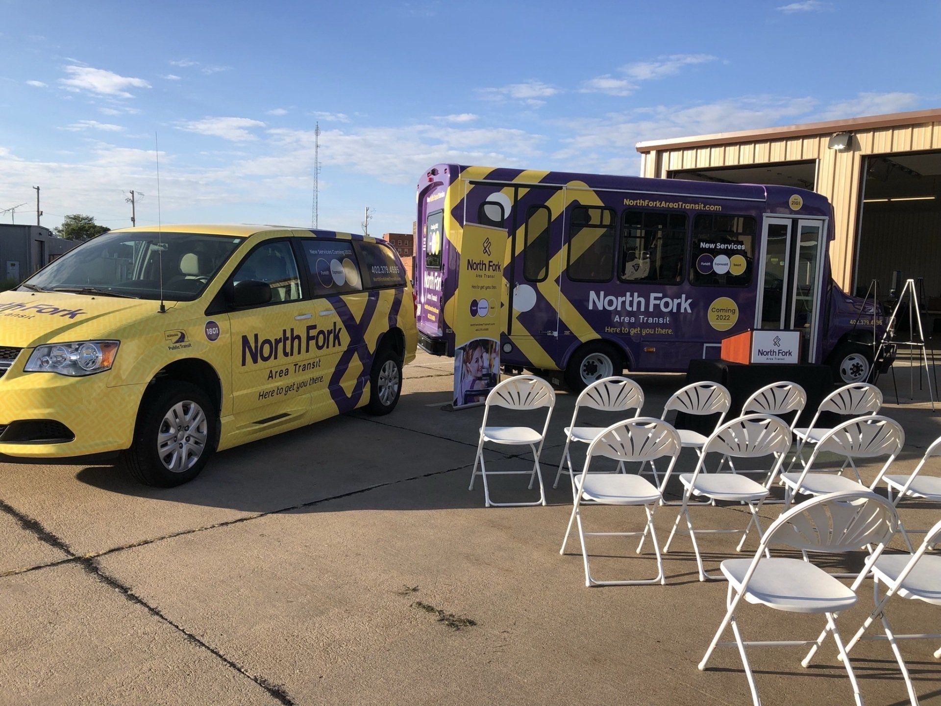 photo of the new North Fork Area Transit minivan and shuttle bus