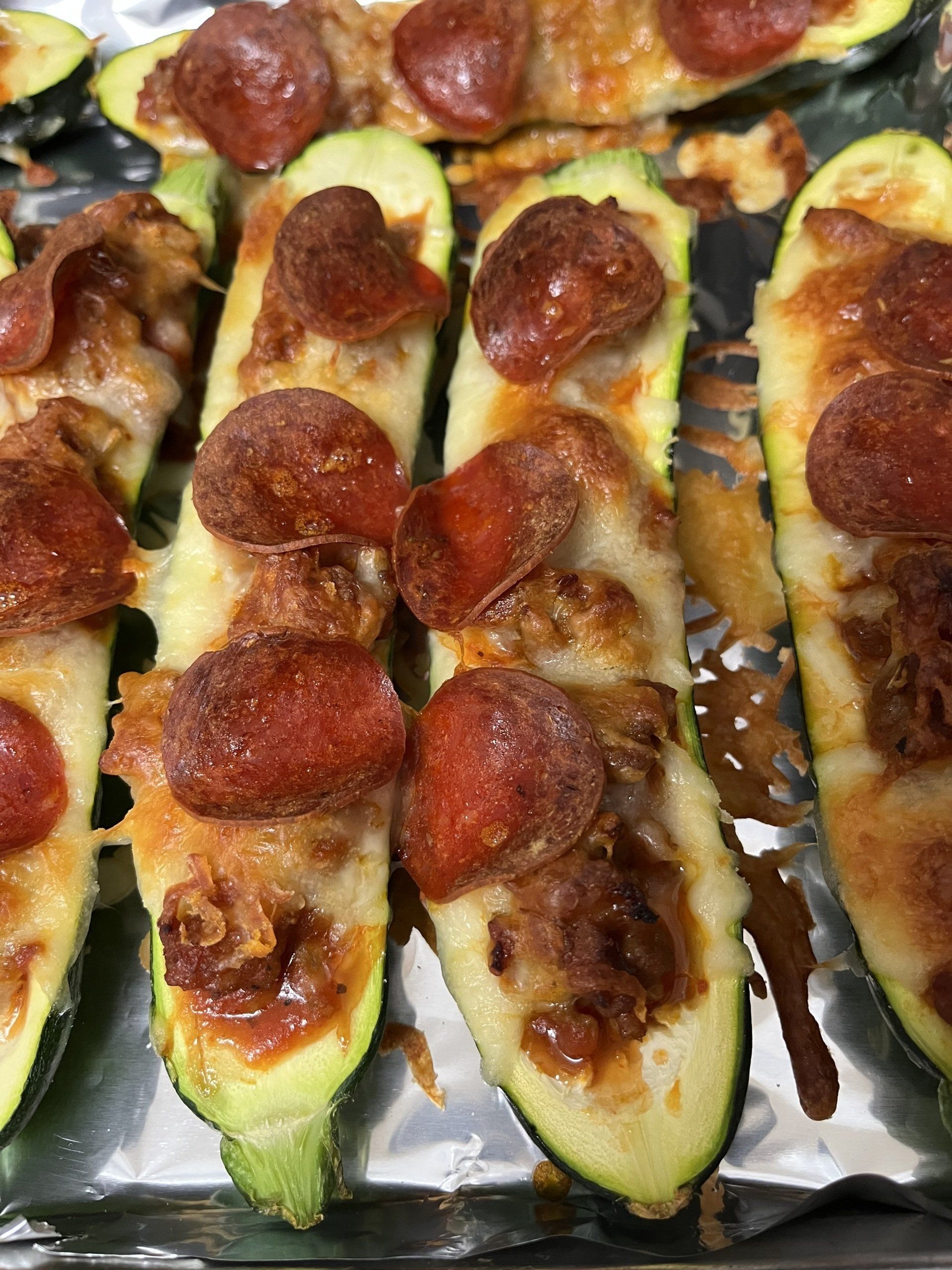 photo of zucchini pizza boats