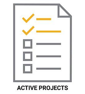 icon of a checklist with the words active projects