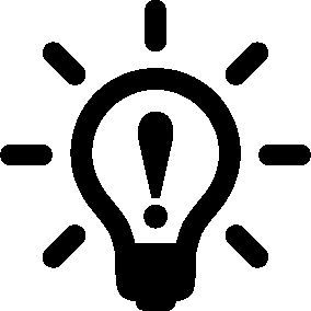 icon of a lightbulb with an exclamation point inside of it