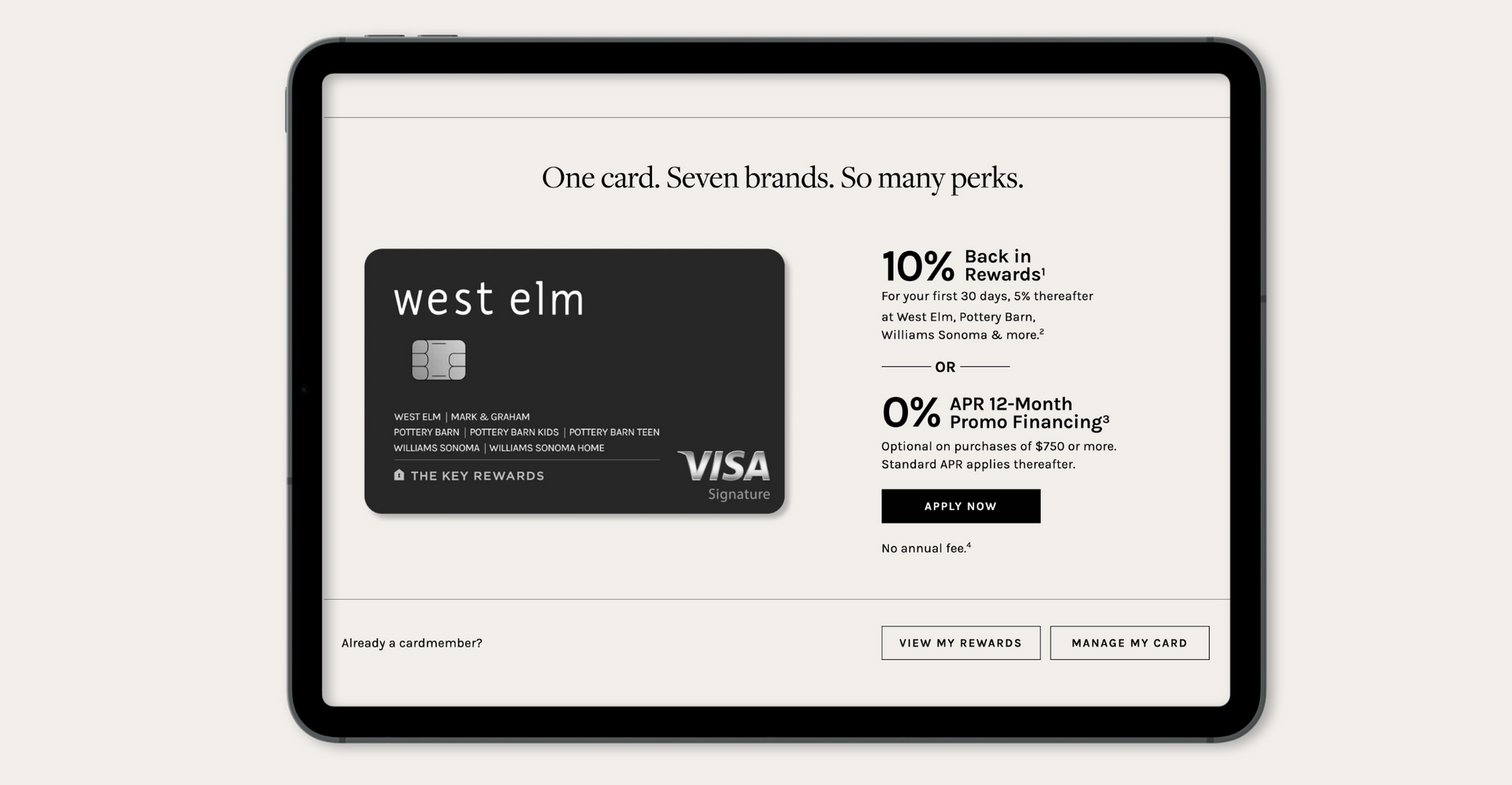 Tablet view of my Credit Card project