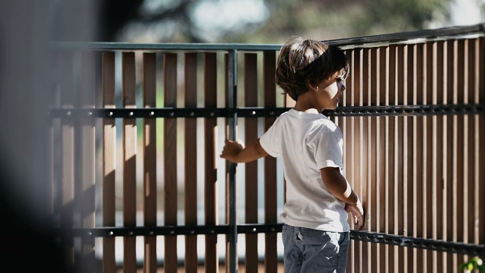A Young Boy Is Standing Behind A Wooden Fence — Bradley J Bragg - Solicitor in Atherton, QLD
