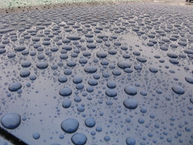 rain droplets on a ceramic coated car