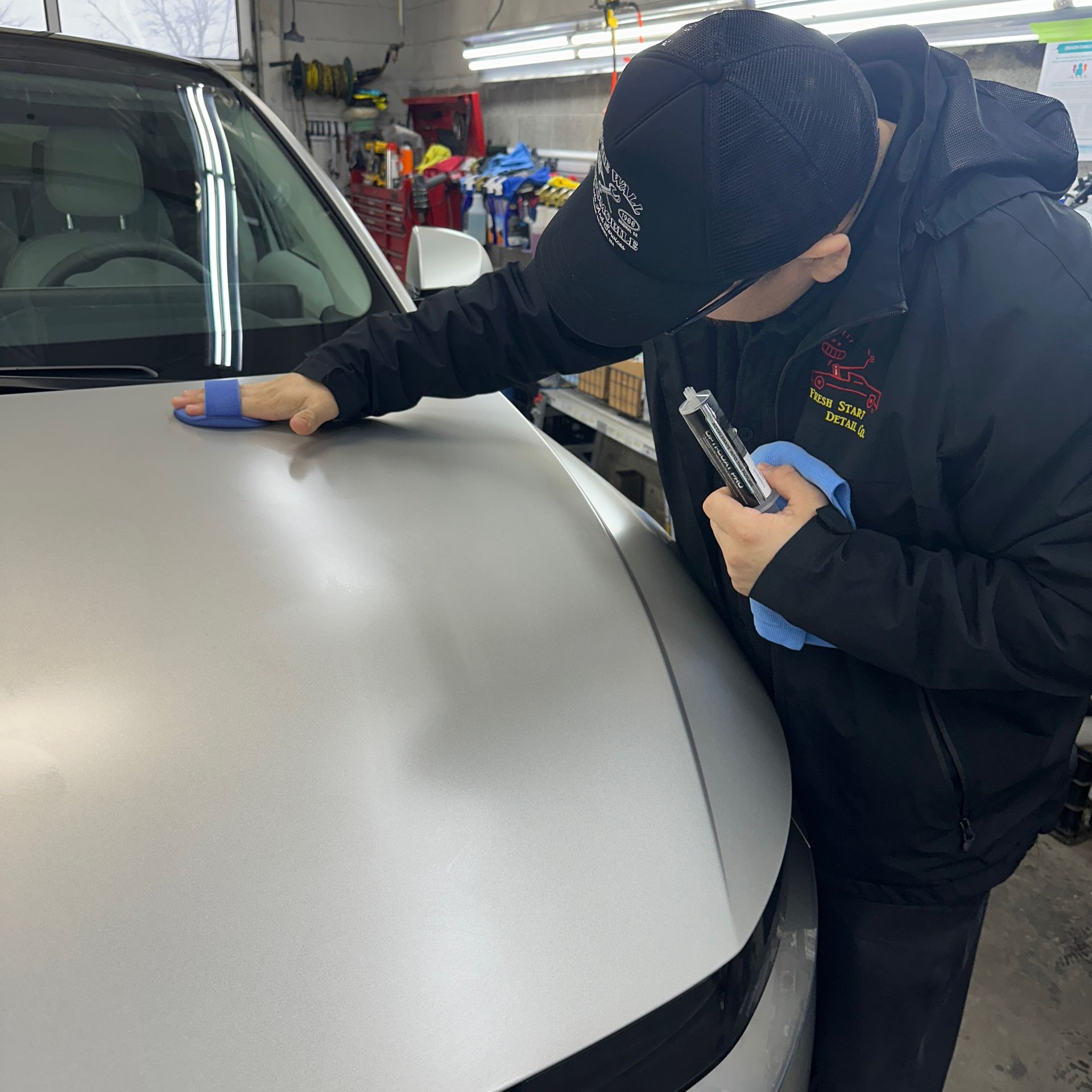 Applying ceramic coating on a matte painted car