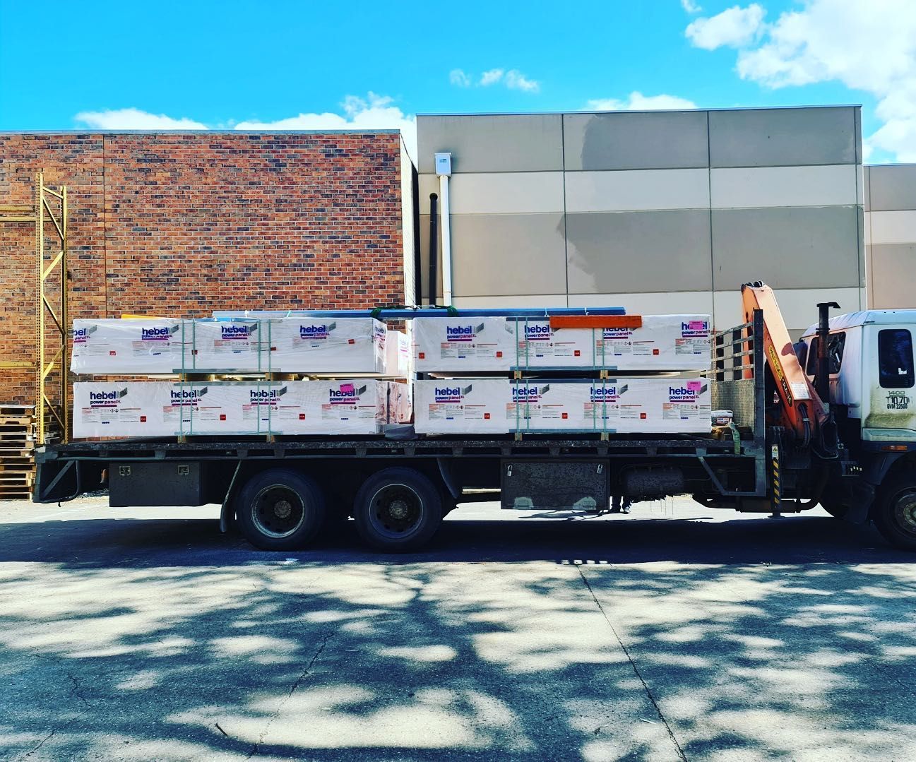 A construction site with a lot of pink pipes