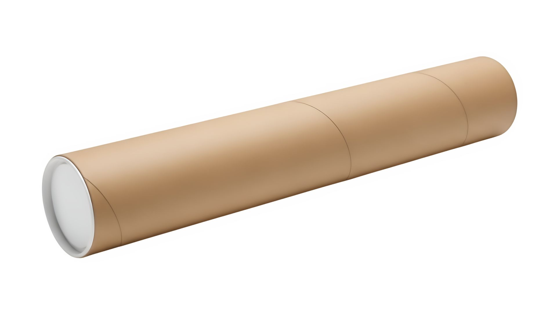 A cardboard mailing tube packaging, isolated on a white background