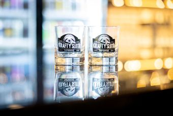 glasses on bar
