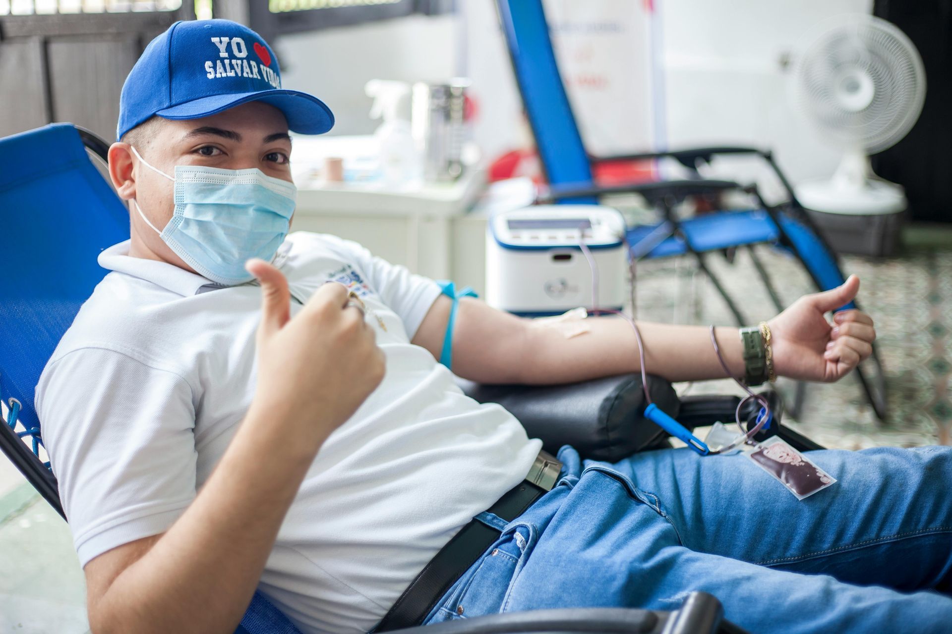 A man donating blood