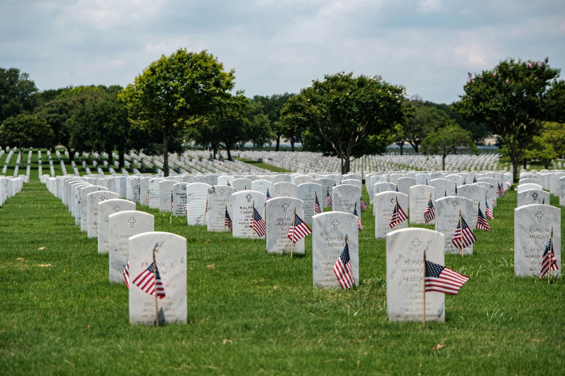 Graves with US Flags