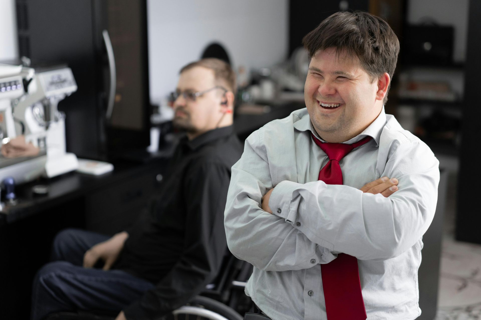 A developmentally disabled young man at work