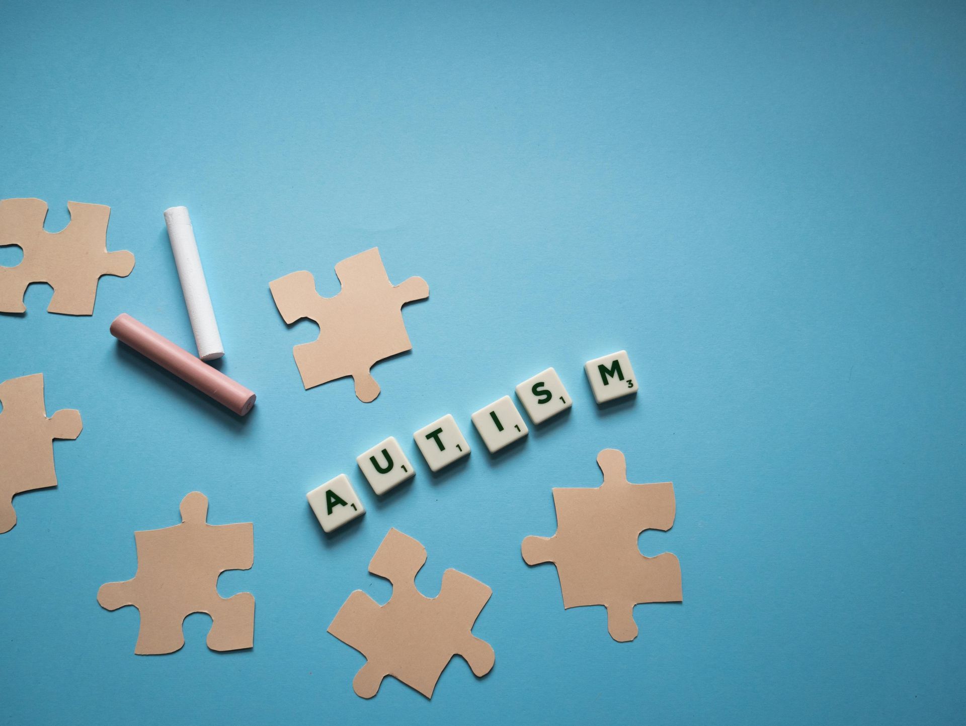 Puzzles with cards spelling Autism
