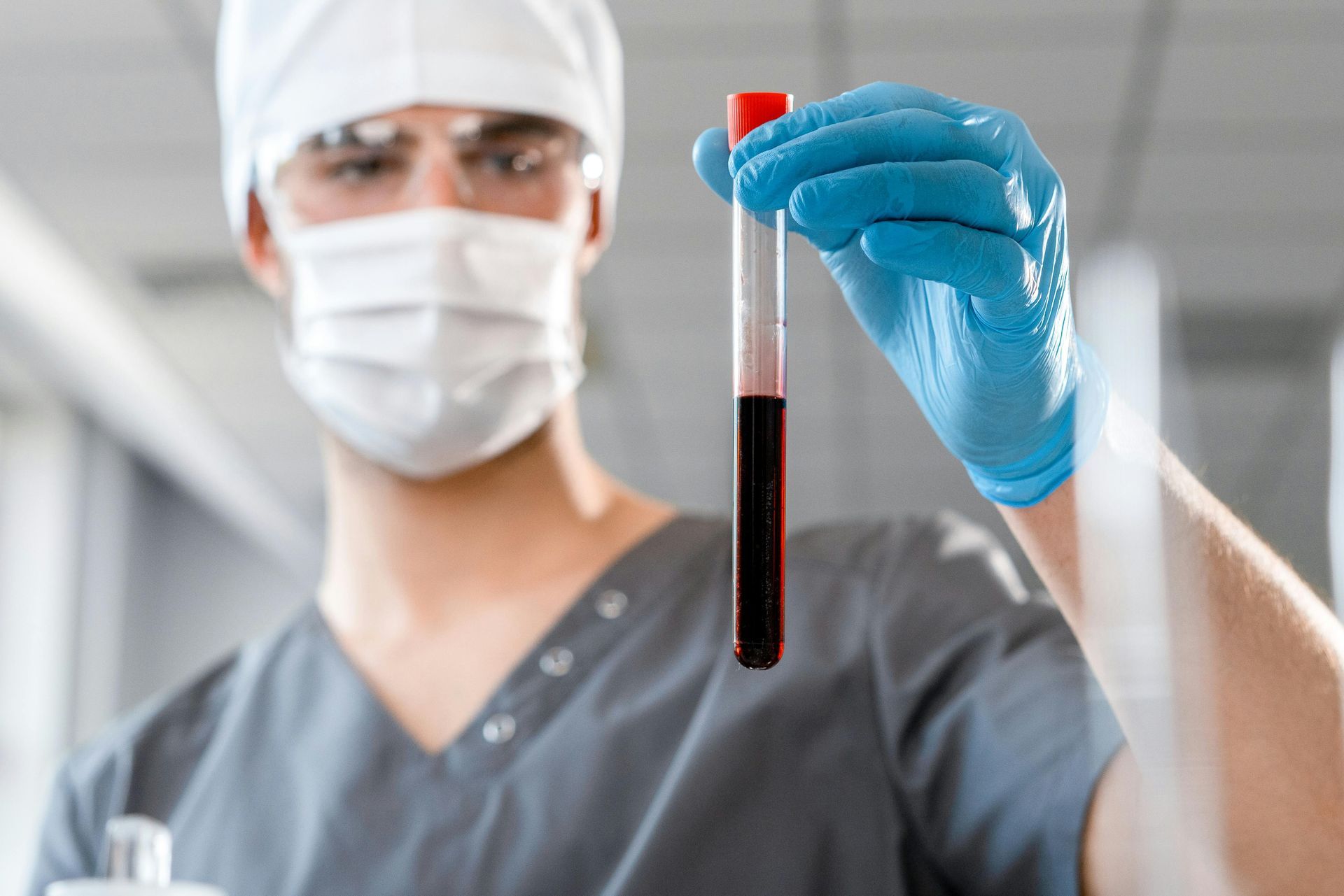 A medical researcher testing blood