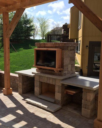 Randy's Lakeview Nursery & Stone fireplace