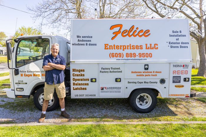 Felice Enterprises LLC truck with man stand in front