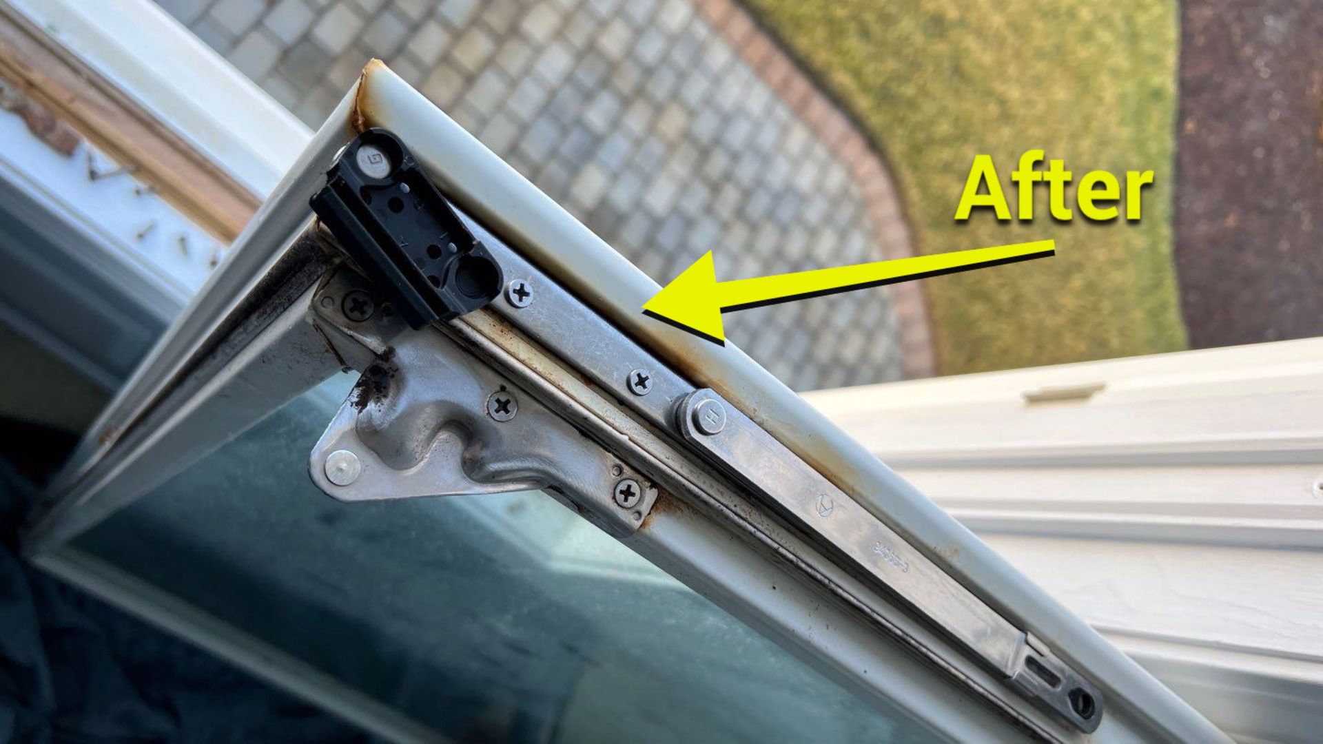 A picture of a window with a yellow arrow pointing to the word after