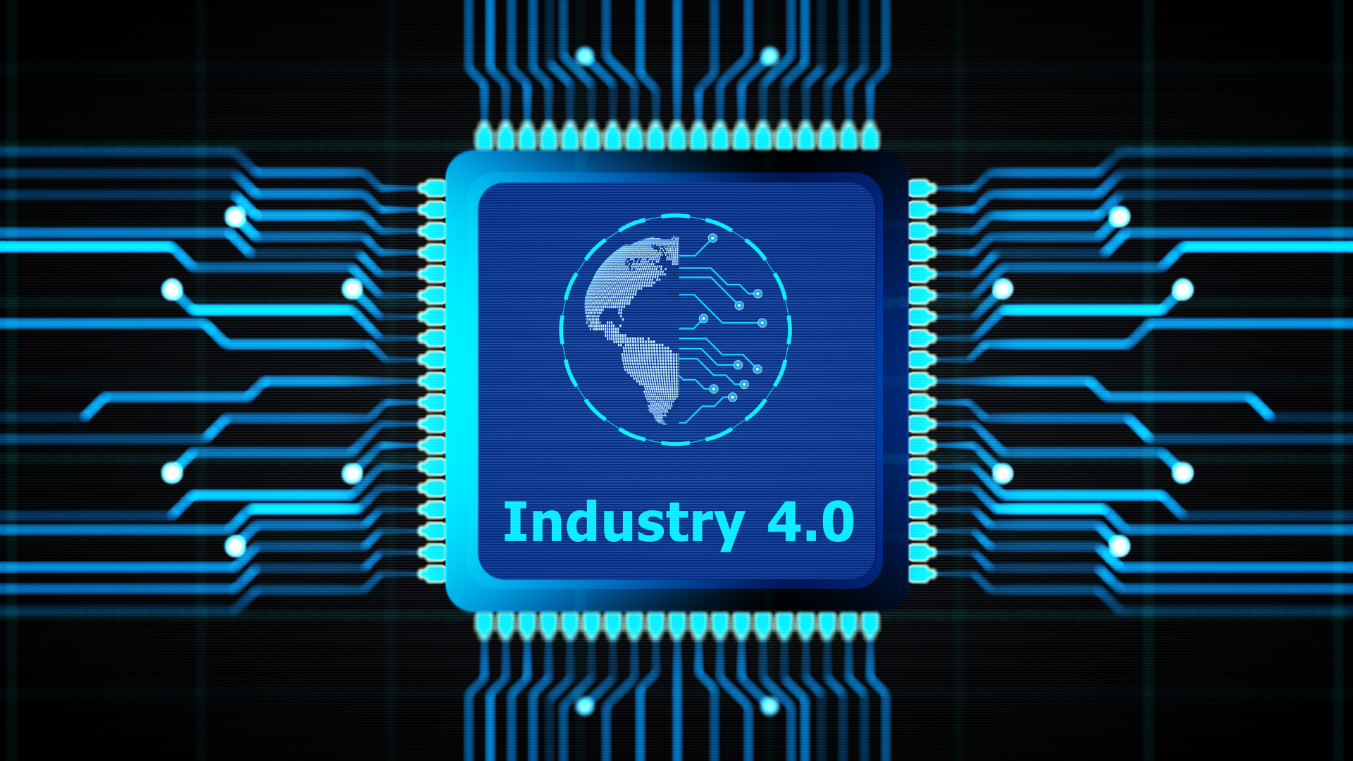 A computer chip with the words industry 4.0 on it