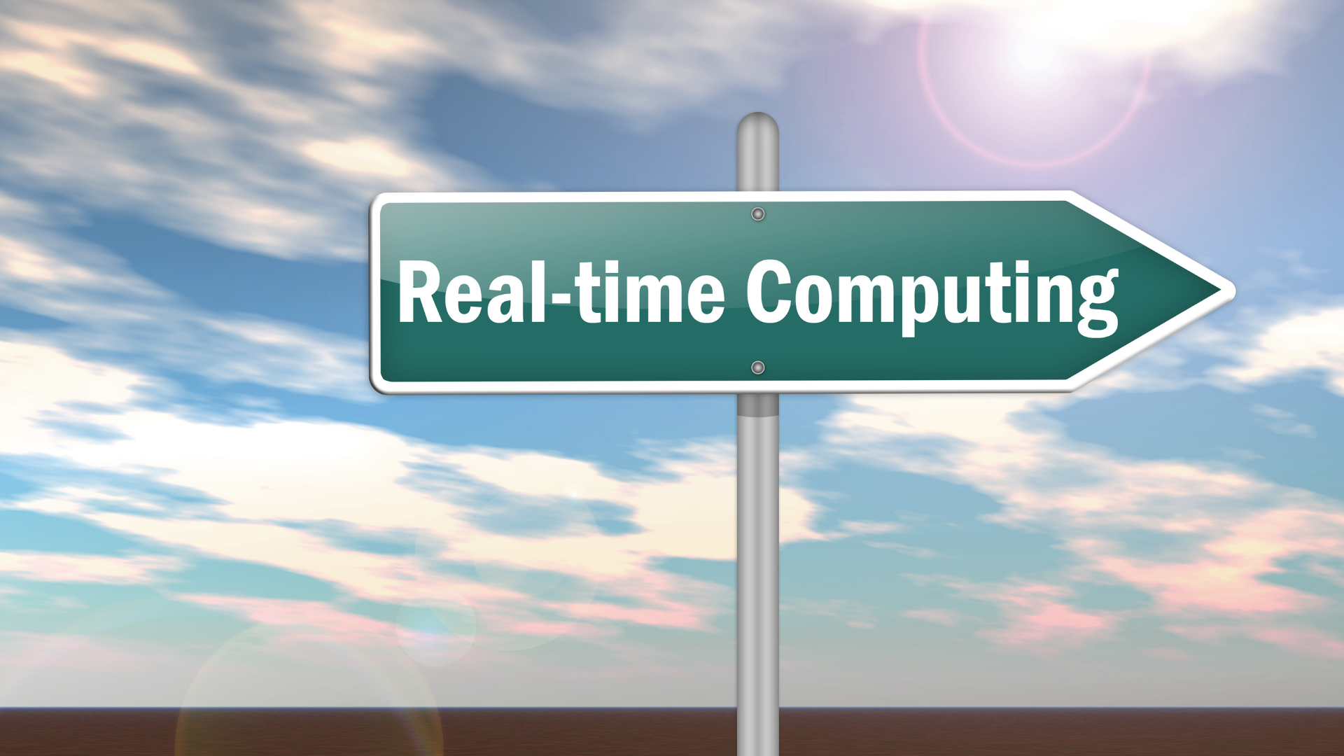 A sign that says real-time computing on it