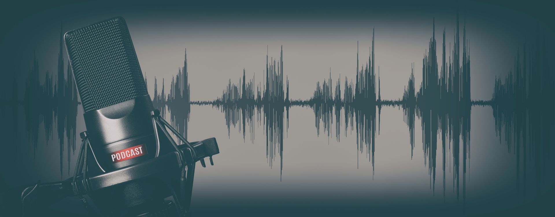 A microphone is sitting in front of a sound wave.