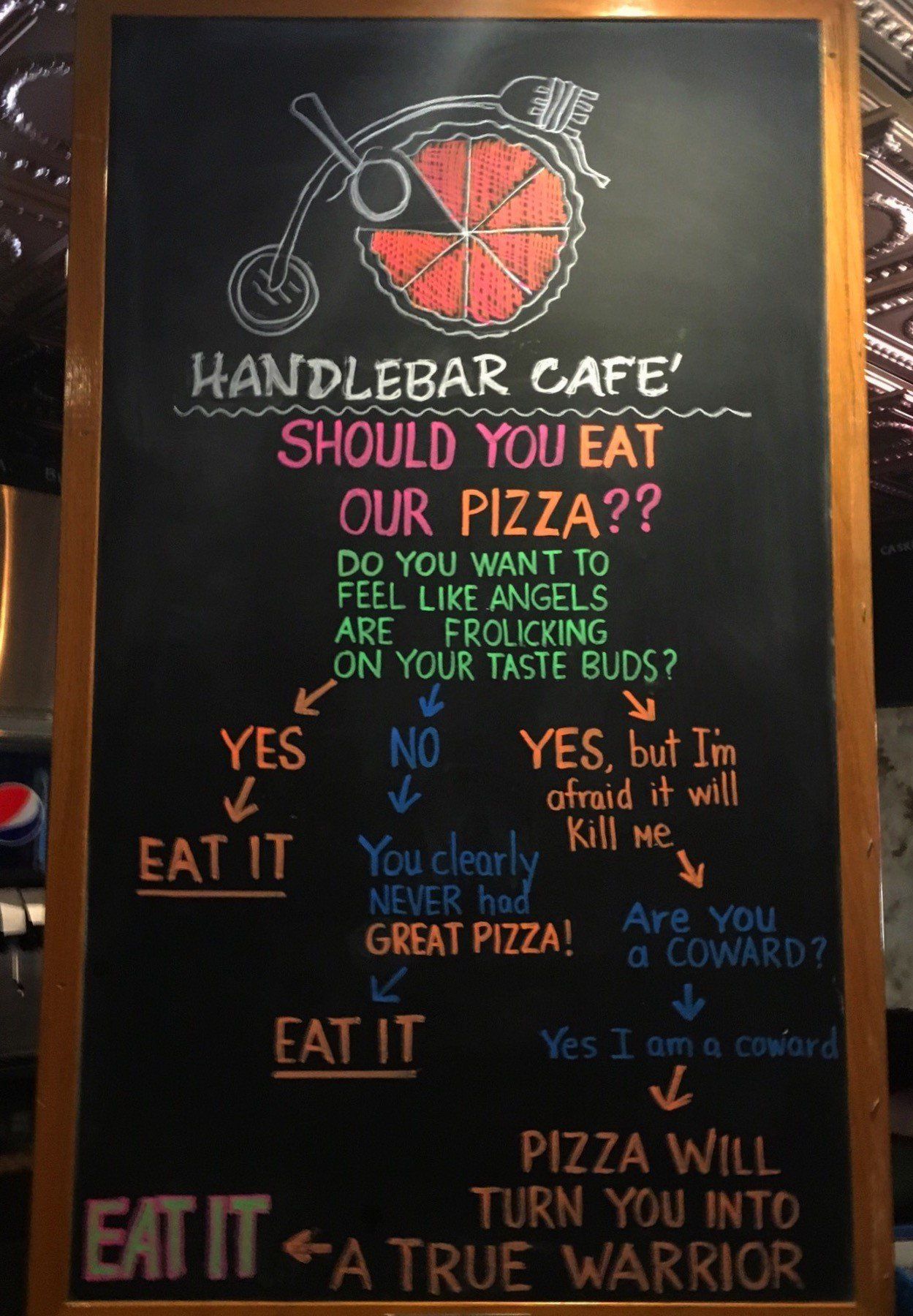 Italian Restaurant — Buy Our Pizza We Knead the Dough Chalk Illustration in Butler, PA