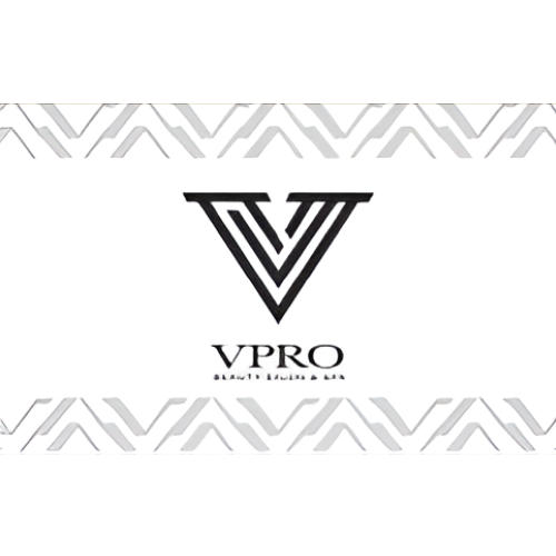 A black and white logo for vpro beauty salon and spa
