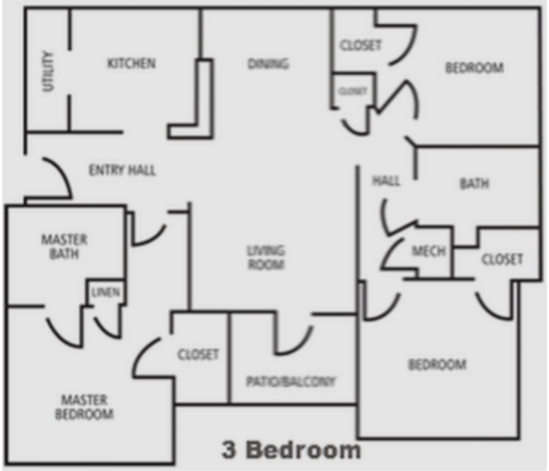 Floor Plan: 3 Bed · 2 Bath 1,070 SQ. FT.
