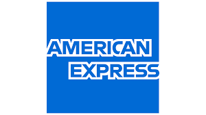 American Express logo: Blue square with white text.