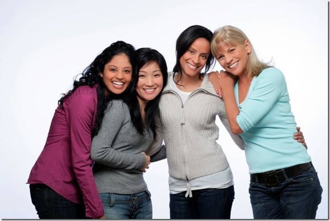 Group of Four Smiling Women