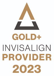 A gold + invisalign provider logo for 2023