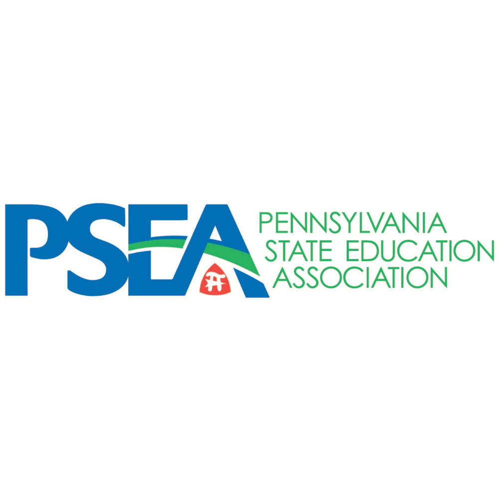 The logo for the pennsylvania state education association is blue and green.