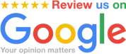 Review us on Google with the Google logo and five gold stars. Your opinion matters.