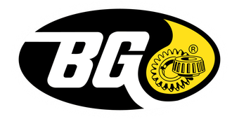 A black and yellow logo with the letters bg on it