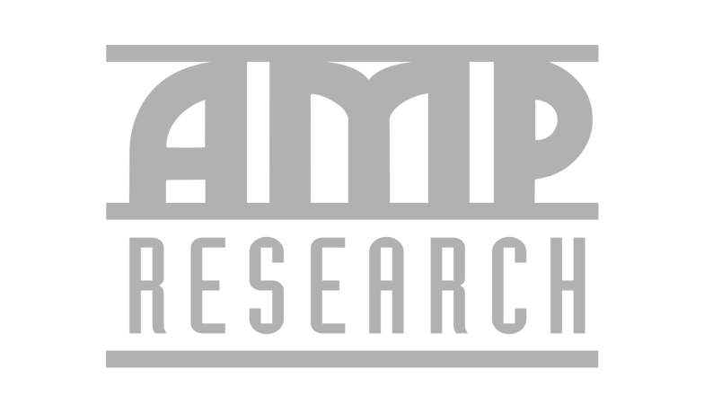 Jeep Power Steps. Jeep Accessories. Amp Research Logo in greyscale.