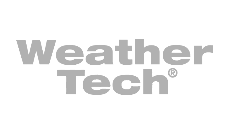 Jeep Accessories. Weather Tech Logo in greyscale.
